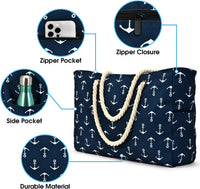 Waterproof Large Tote with Zipped Storage for Work & Play