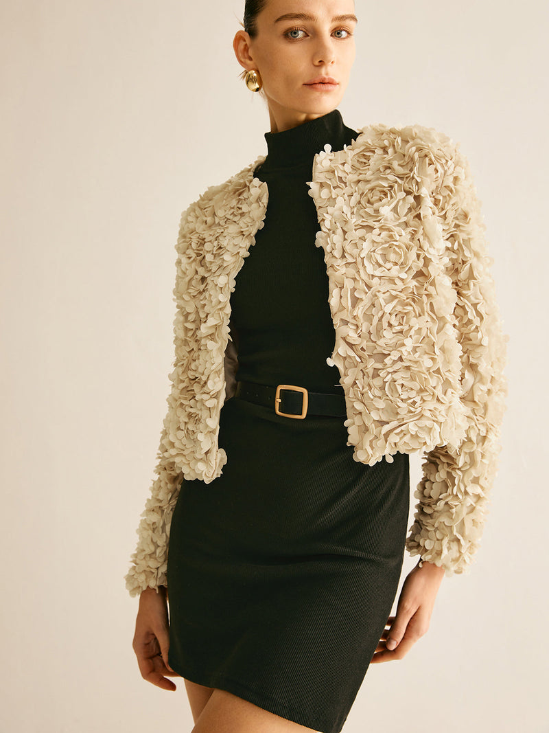 Beige Crew Neck Blazer for Women - Olivia-XS-State of Style