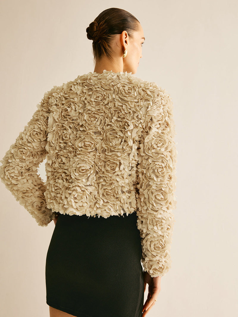 Beige Crew Neck Blazer for Women - Olivia-XS-State of Style
