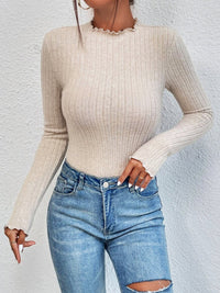 Beige Ribbed Body Suit for Women - Liora-XS-State of Style