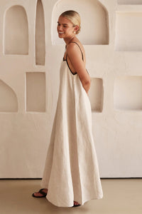 Beige Summer Dress with Feminine Silhouette – Isara-S-State of Style