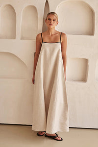 Beige Summer Dress with Feminine Silhouette – Isara-S-State of Style