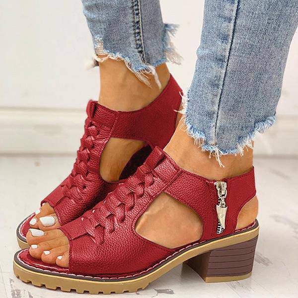 Bella - Orthopedische Elegante Zwarte Hakken-Rood-34-State of Style