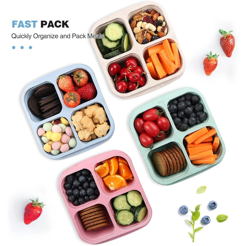 Bento-Style 4-Compartment Meal Prep Boxes (4-Pack) - Bento4You-State of Style