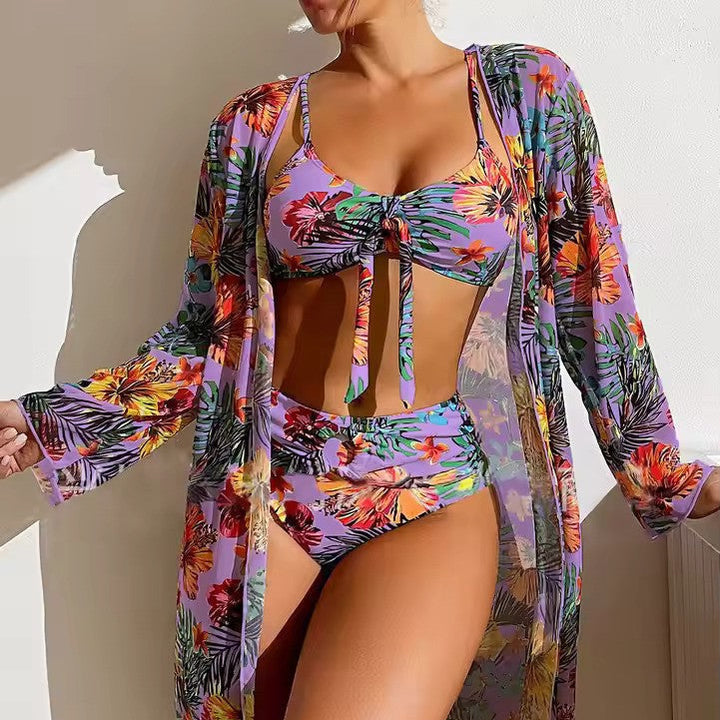 Bikini set with High Waist and Cover-up – Amira-Purple-XS-State of Style