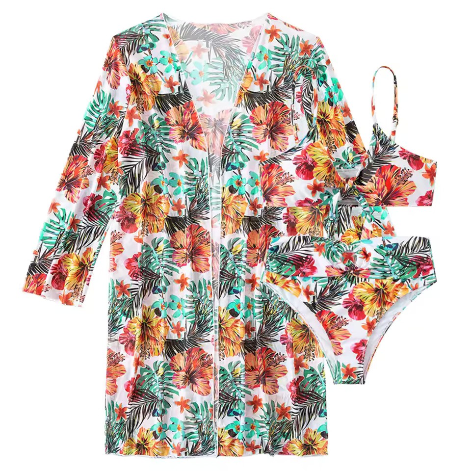 Bikini set with High Waist and Cover-up – Amira-Turquoise-XS-State of Style