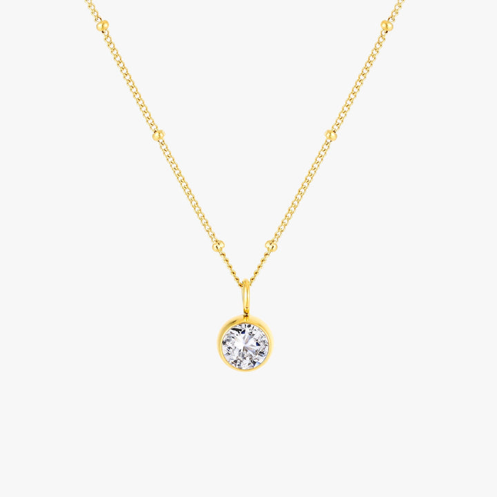 Birthstone Necklace - Aurora-April | Diamond-Gold-State of Style
