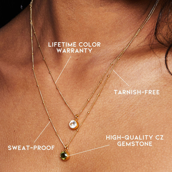 Birthstone Necklace - Aurora-January | Garnet-Gold-State of Style