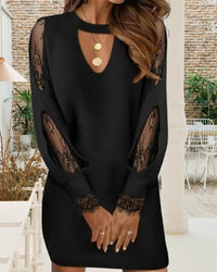 Black Bodycon Dress with Mesh and V-neck – Selena-S-State of Style
