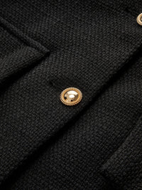 Black Gold Button Tweed Blazer - Camille-XS-State of Style