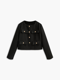 Black Gold Button Tweed Blazer - Camille-XS-State of Style
