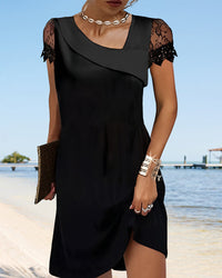 Black Lace Mini Dress for Women with V-Neck – Samira-S-State of Style