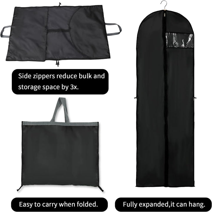 Long Garment Storage Cover – 180cm Dress Bag with Zipper & Window(2-Pack)