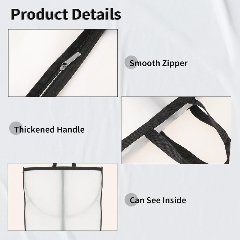 Long Garment Storage Cover – 180cm Dress Bag with Zipper & Window(2-Pack)