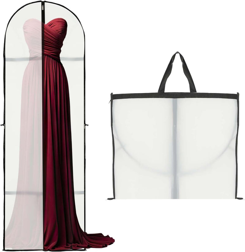 Long Garment Storage Cover – 180cm Dress Bag with Zipper & Window(2-Pack)