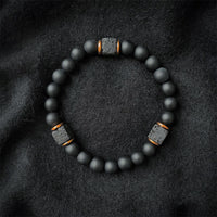 Black Onyx and Lava Stone Cube Balance Bracelet - Aurelia-Onyx-Gold-State of Style