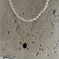 Black Onyx and Pearl Stack Necklace - Aria-State of Style