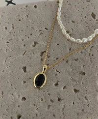 Black Onyx and Pearl Stack Necklace - Aria-State of Style