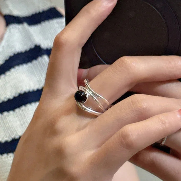 Black Onyx Multi-line Ring - Arden-State of Style