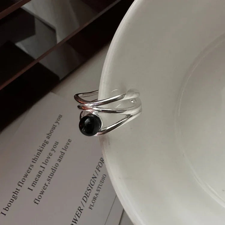Black Onyx Multi-line Ring - Arden-State of Style