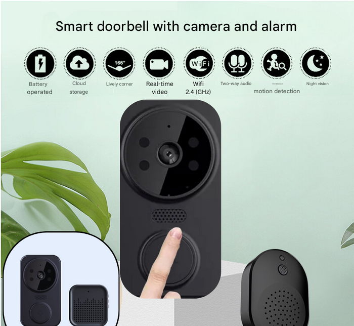 Black Smart Wi-Fi Doorbell with Camera – Noctiq-State of Style