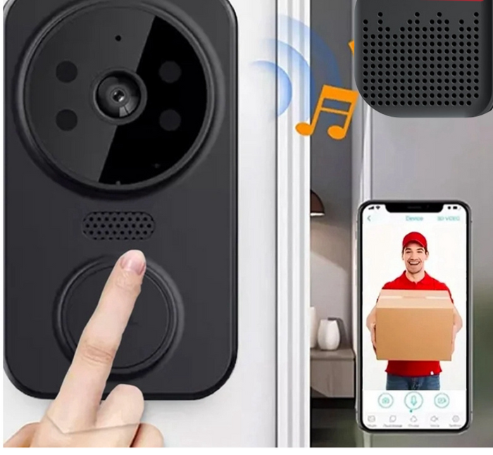 Black Smart Wi-Fi Doorbell with Camera – Noctiq-State of Style