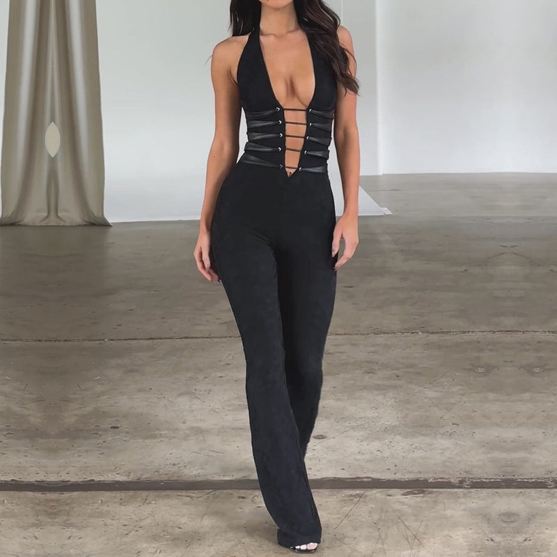 Black Transparent Lace-Up Jumpsuit – Noa-S-State of Style