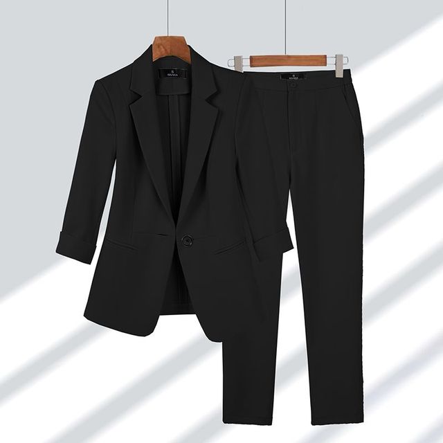 Blazer and Trousers Outfit - Sophia Set-Black-S-State of Style