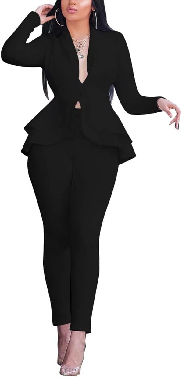 Blazer and Trousers Set - Faylinn-Black-S-State of Style