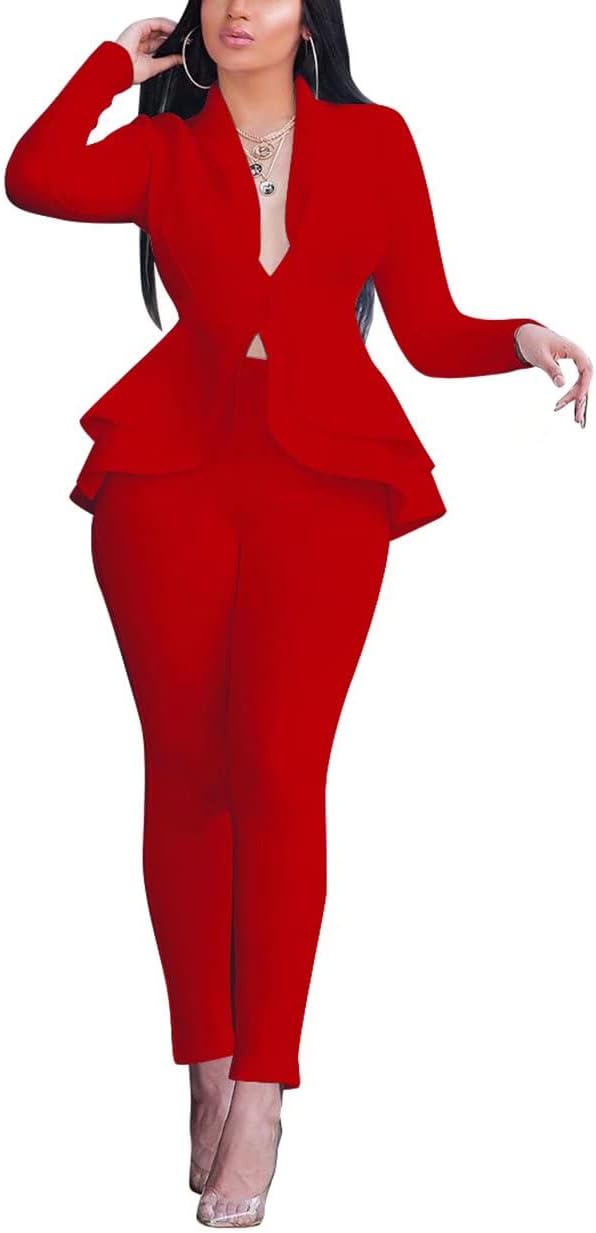 Blazer and Trousers Set - Faylinn-Red-S-State of Style