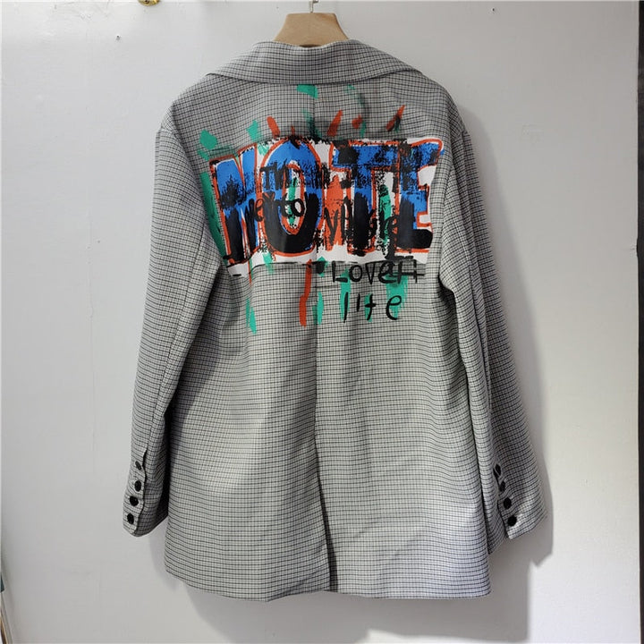 Blazer with Print and Pocket - Luna-S-State of Style