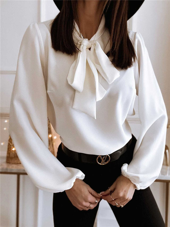 Blouse with Bow – Elegant & Feminine Wardrobe Essential-Green-S-State of Style