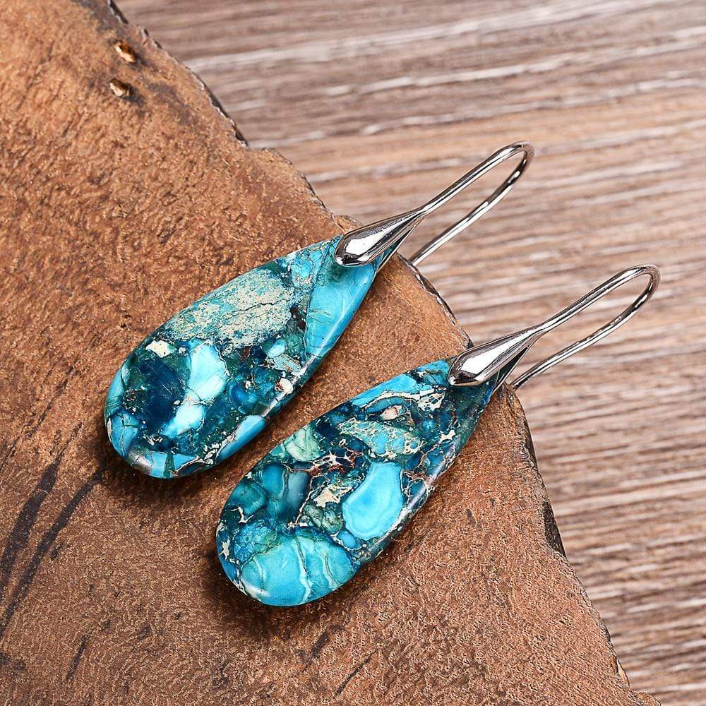 Blue Jasper Drop Earrings - Meliora-Gold-State of Style