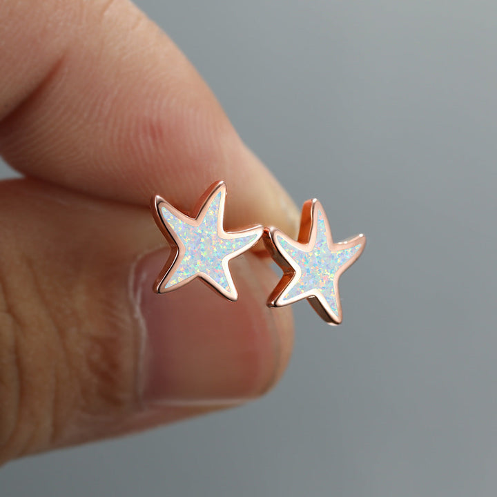 Blue Opal Starfish Earrings - Marina-Blue Opal-Silver-State of Style