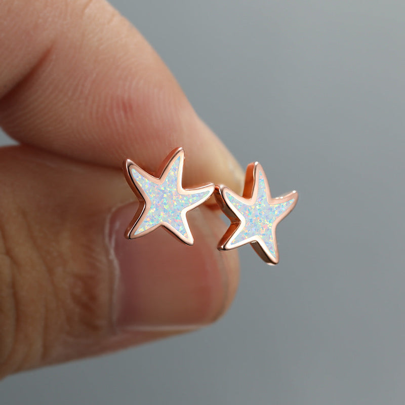 Blue Opal Starfish Earrings - Marina-Blue Opal-Silver-State of Style