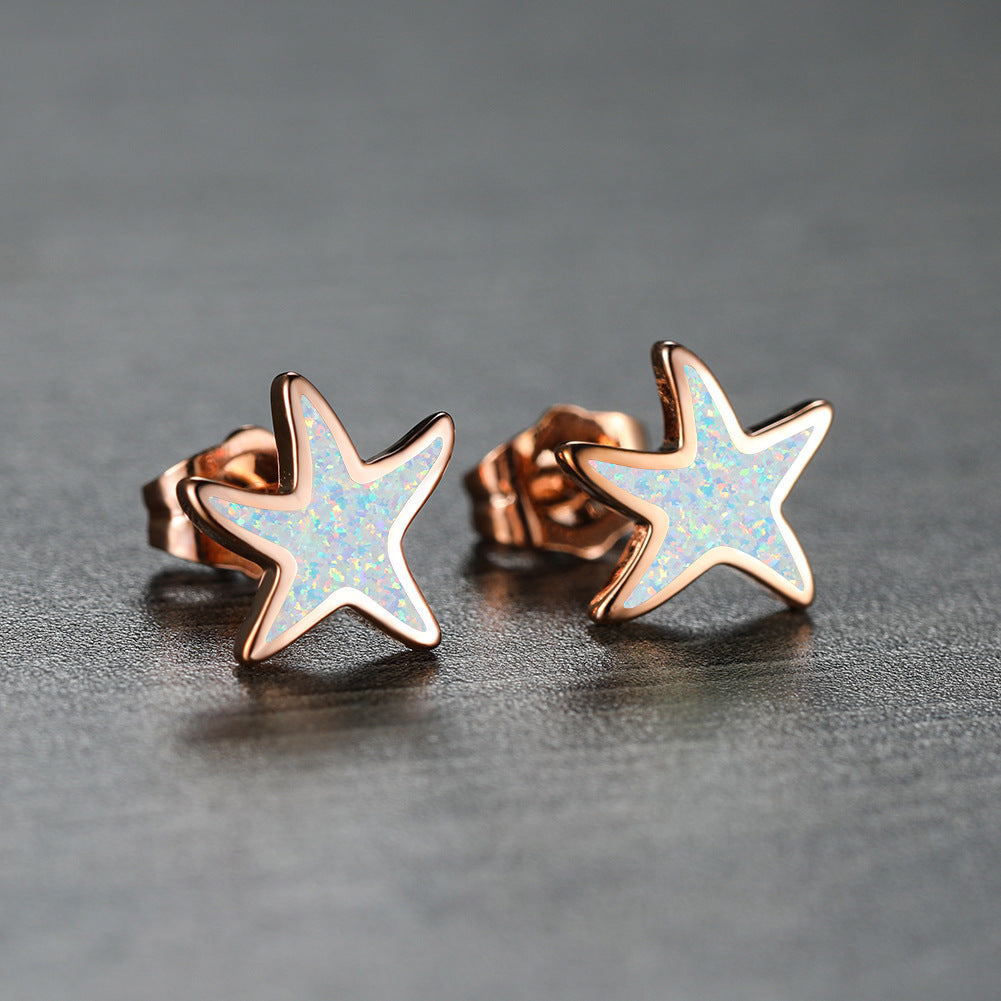Blue Opal Starfish Earrings - Marina-Blue Opal-Silver-State of Style