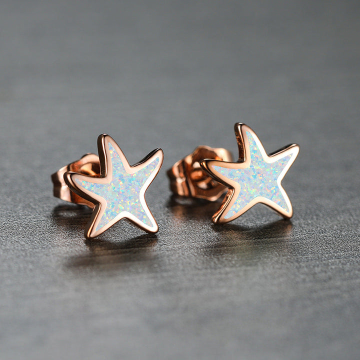 Blue Opal Starfish Earrings - Marina-Blue Opal-Silver-State of Style