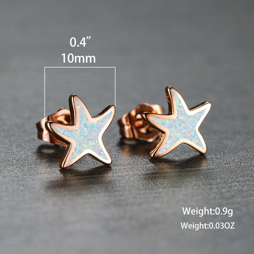 Blue Opal Starfish Earrings - Marina-Blue Opal-Silver-State of Style