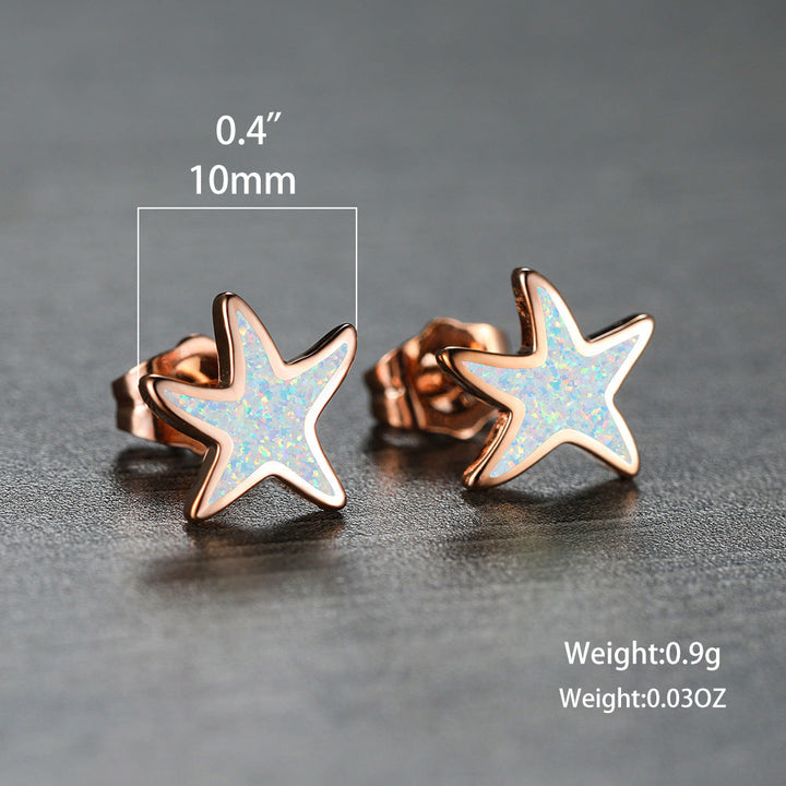 Blue Opal Starfish Earrings - Marina-Blue Opal-Silver-State of Style