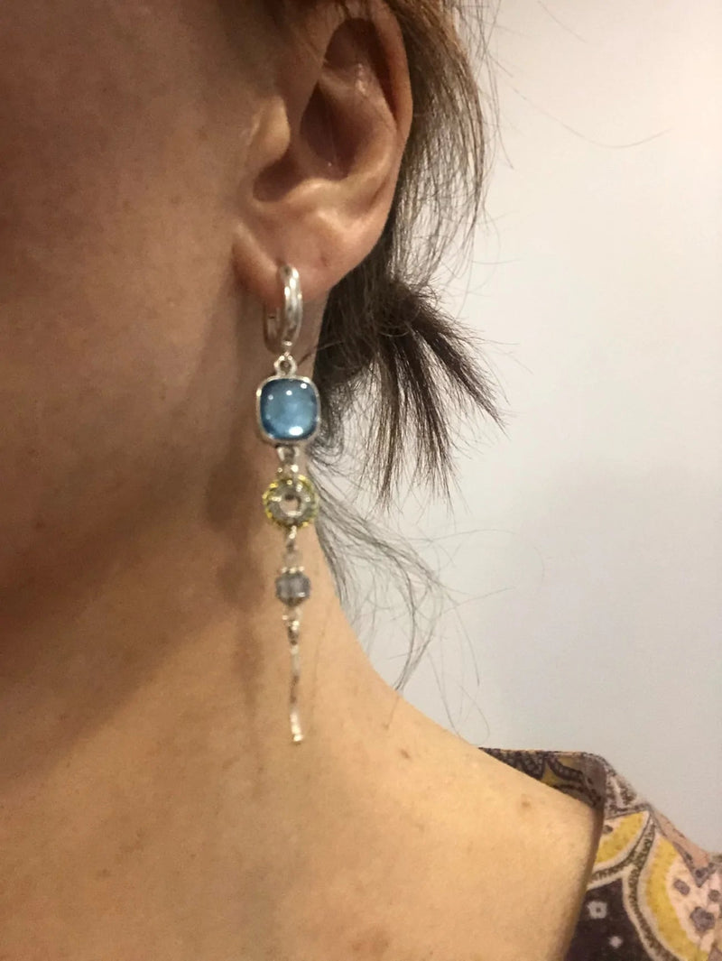 Blue Stone Cross Earrings - Elias-State of Style
