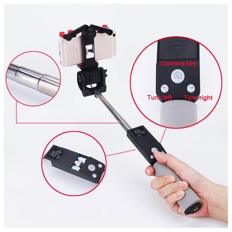 Bluetooth Selfie Stick with 360° Rotation – SpinShot-Black-State of Style