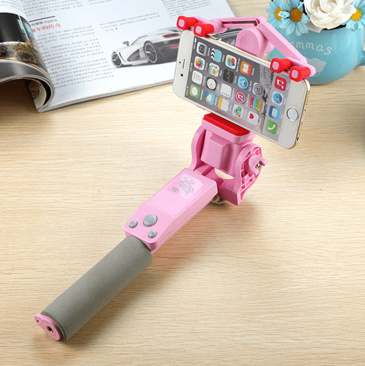 Bluetooth Selfie Stick with 360° Rotation – SpinShot-Pink-State of Style