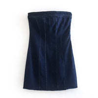 Bobbie Strapless Denim Dress | Cool and Unique-Dark Blue-XS-State of Style