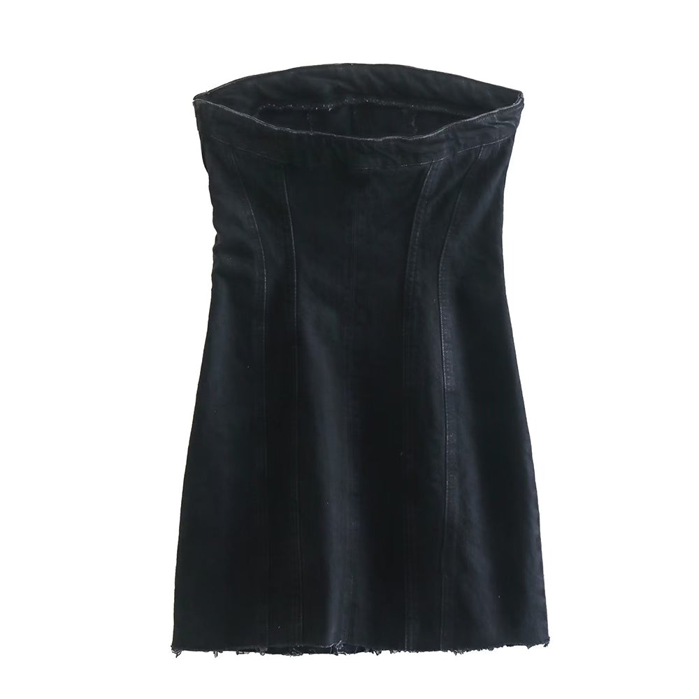 Bobbie Strapless Denim Dress | Cool and Unique-Light Blue-XS-State of Style
