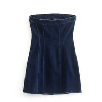 Bobbie Strapless Denim Dress | Cool and Unique-Light Blue-XS-State of Style