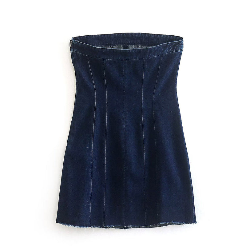 Bobbie Strapless Denim Dress | Cool and Unique-Light Blue-XS-State of Style