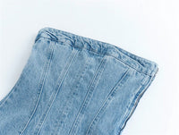 Bobbie Strapless Denim Dress | Cool and Unique-Light Blue-XS-State of Style