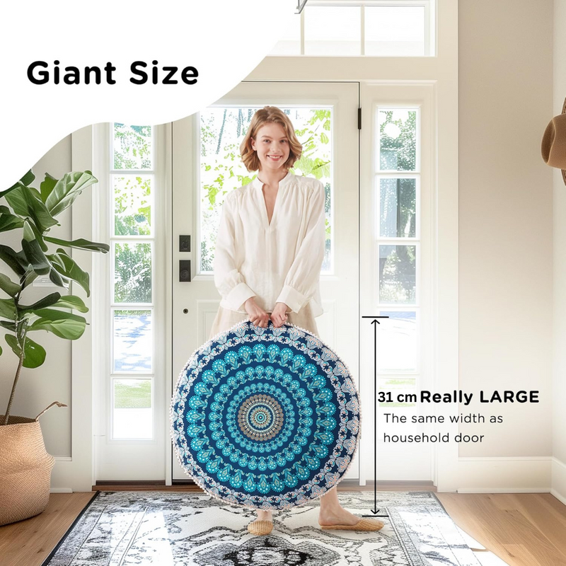 Bohemian Mandala Meditation Floor Cushion-Aqua-State of Style
