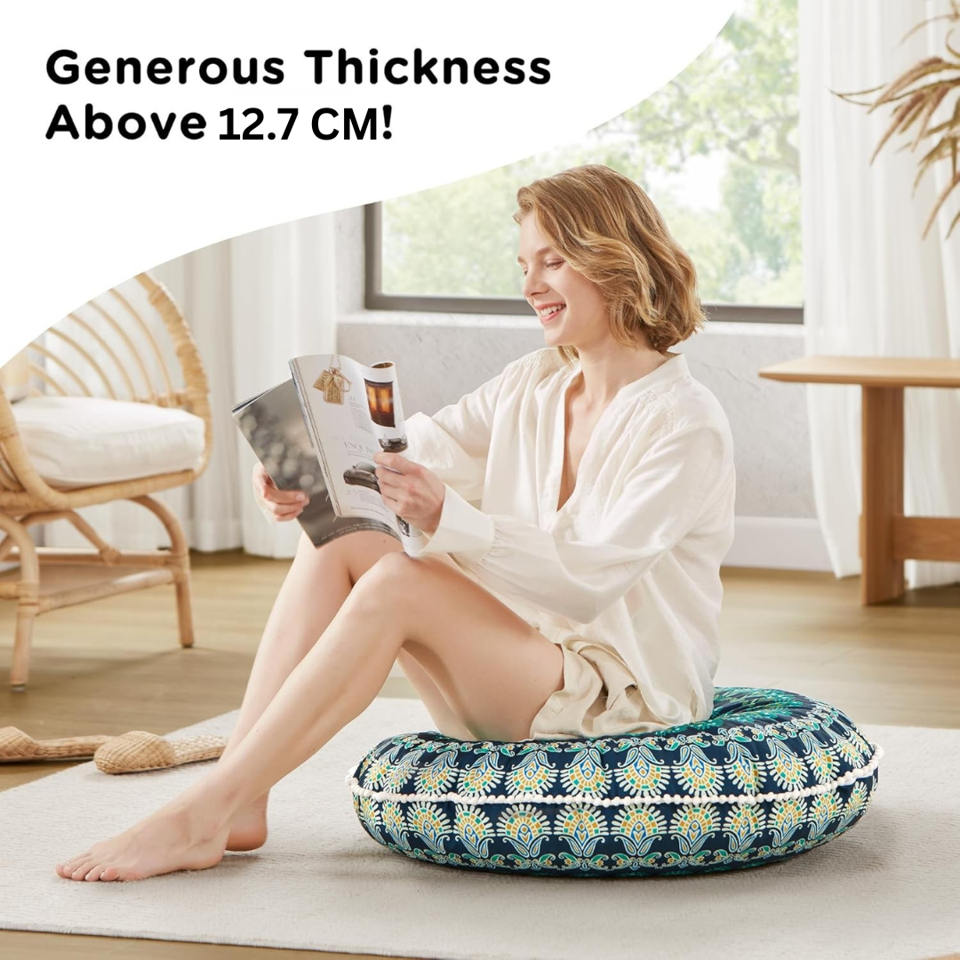 Bohemian Mandala Meditation Floor Cushion-Aqua-State of Style