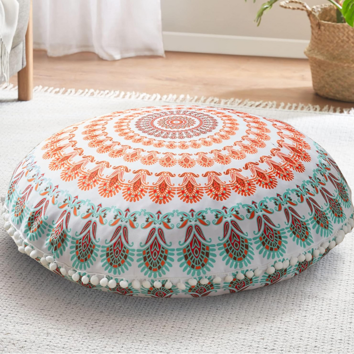 Bohemian Mandala Meditation Floor Cushion-Coral-State of Style